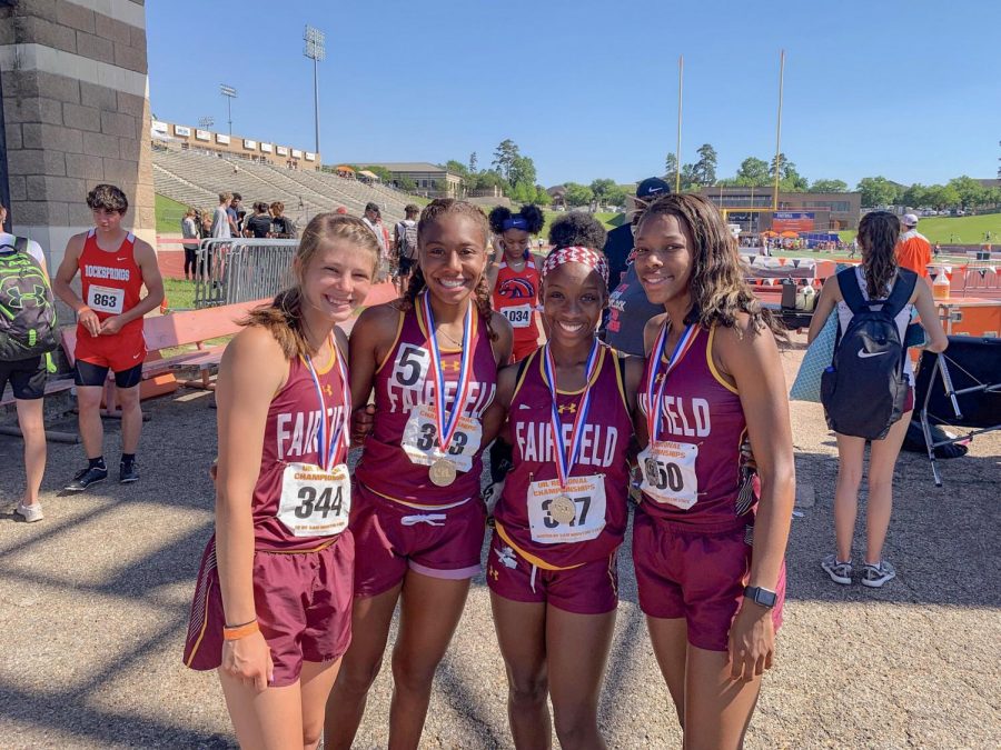 The girls placed 2nd in the 4x400-meter relay, beating the school record with a time of 4:01.81. The team consisted of Seniors Morgan Coleman, Iesha Jenkins, Junior Jamisha Fields, and Sophomore Carsyn Cox. 